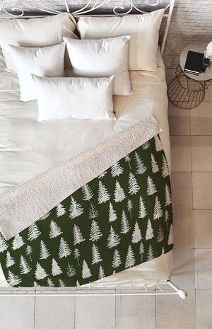 Green Trees Large Fleece Throw Blanket image number 1