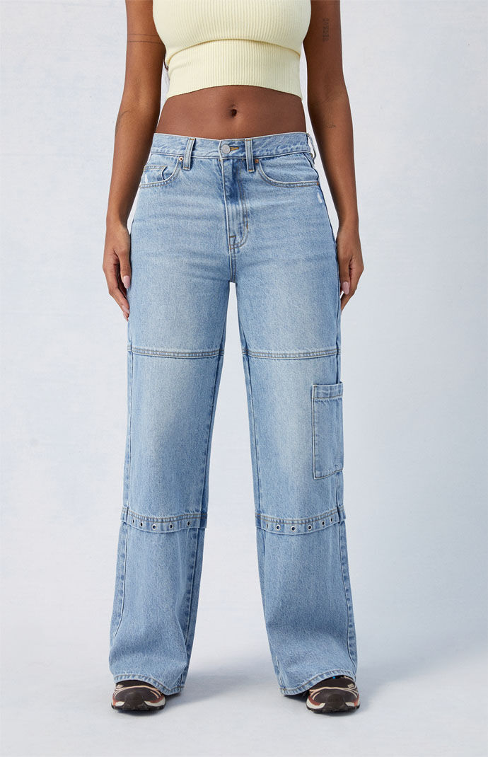 PacSun Light Indigo Grommet Dakota Mid Rise Baggy Jeans | PacSun PacSun Light Indigo Grommet Dakota Mid Rise Baggy Jeans | PacSun
