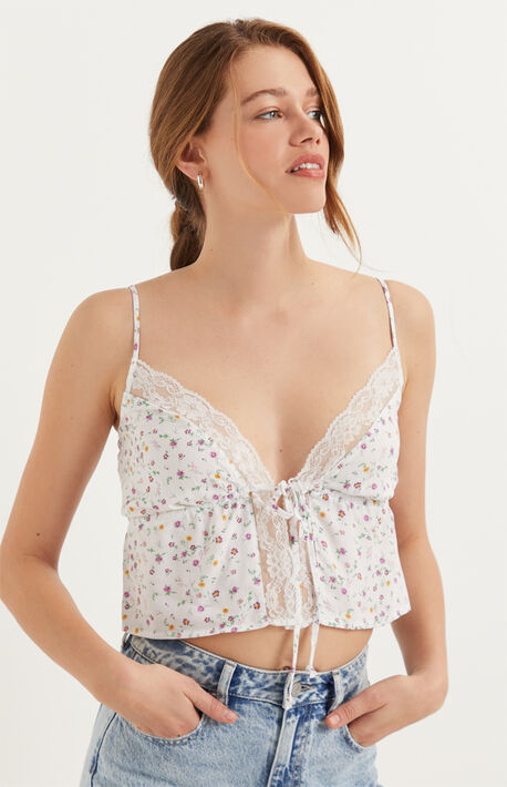 Lace Tie Front Cami Top