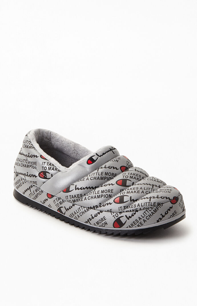 Silver Varsity Reflective Slippers