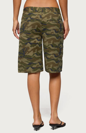 Camo Denim Low Rise Bermuda Shorts image number 3