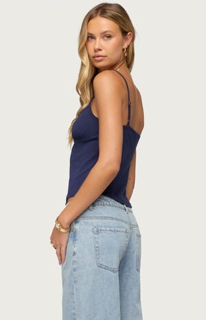 Delia Sweetheart Button Up Tank Top image number 3