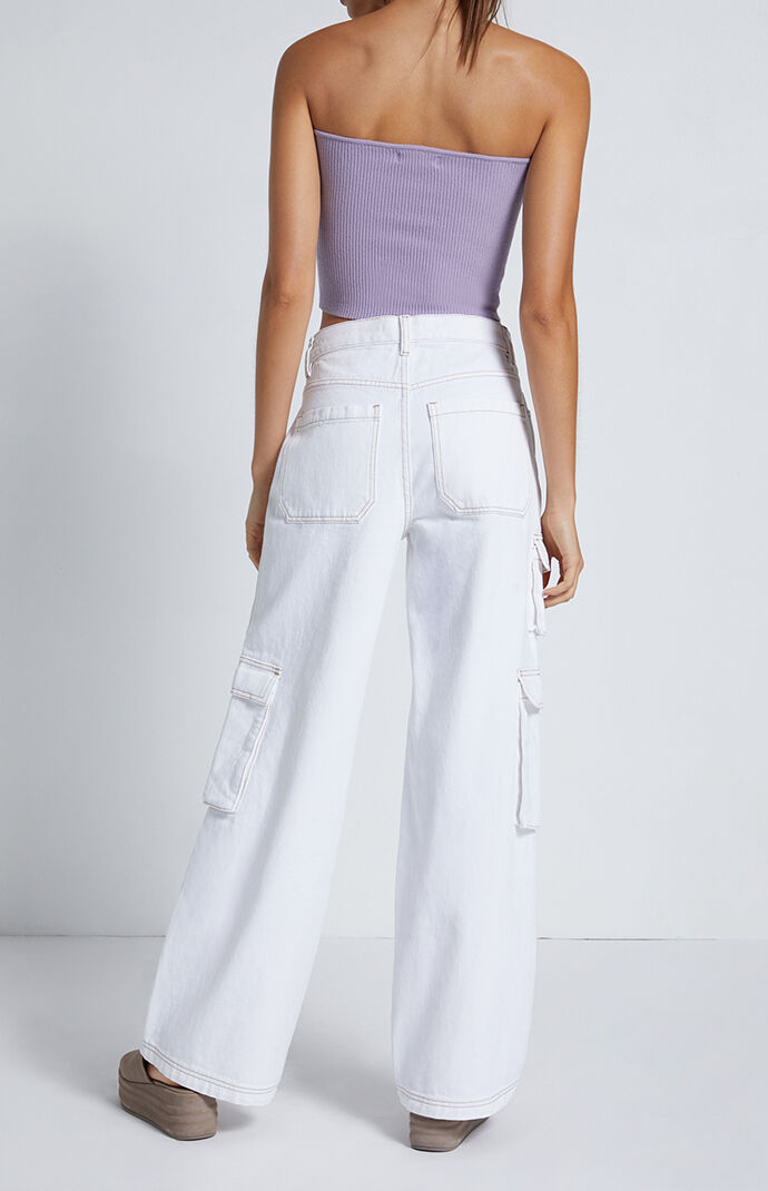 White baggy best sale cargo pants