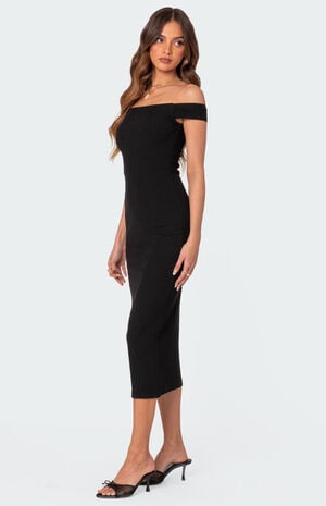 Kyla Off Shoulder Ribbed Midi Dress image number 2
