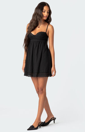 Bonny Lace Trim Cotton Mini Dress image number 4