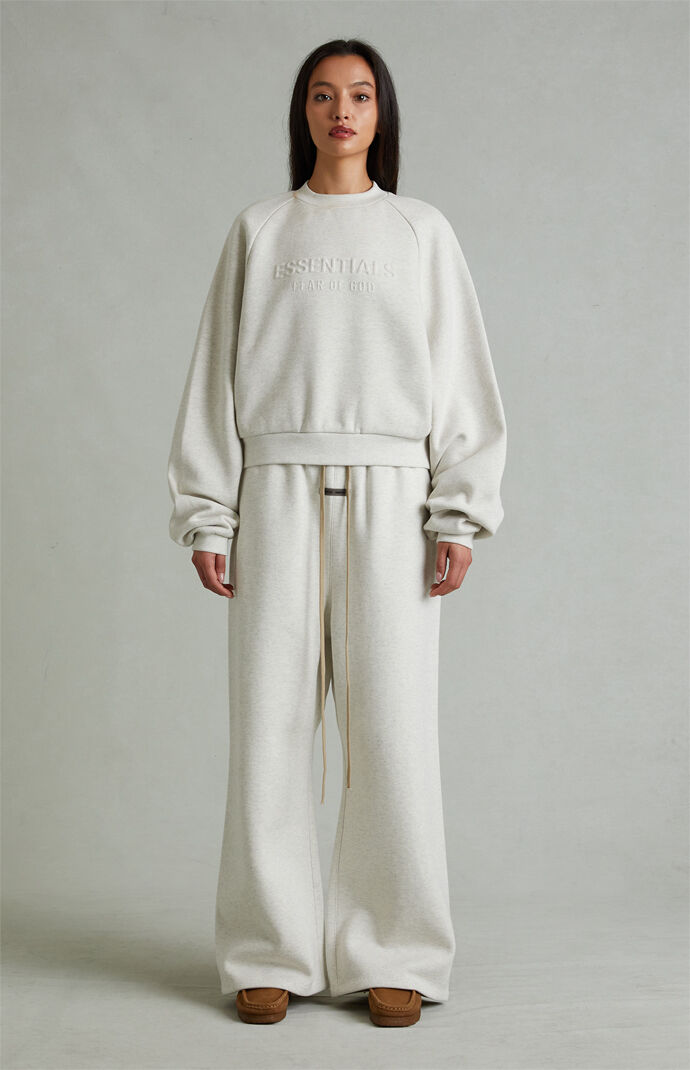 Fear of God ESSENTIALS Women's Heather Oatmeal Lounge Fleece Baggy Sweatpants