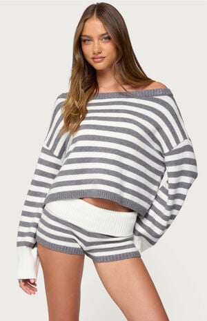 Saphi Striped Oversized Knit Sweater image number 1