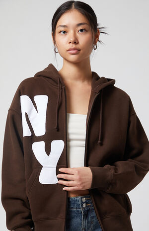 Big NY Zip Up Oversized Hoodie image number 2