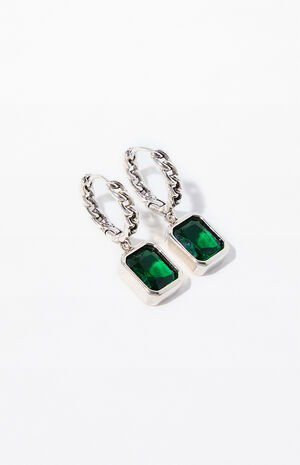 Emerald Hoop Earrings image number 2
