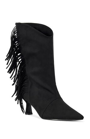Women's Sariah Black Fringe Booties image number 2