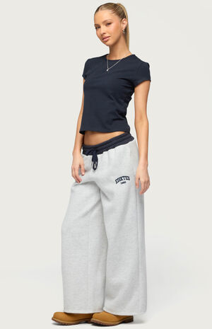 Petite Contrast Embroidered Sweatpants image number 4
