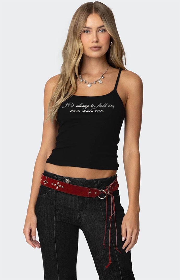 超話題新作 Rhinestone Love in Fall Edikted Tank PacSun | Top トップス