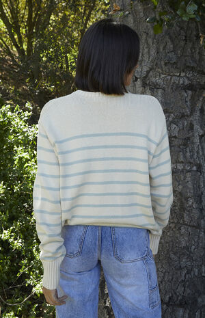 White & Grey Thin Striped Brianna Sweater image number 3