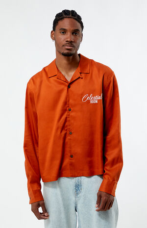 Celestial Room Embroidered Cropped Camp Shirt image number 1