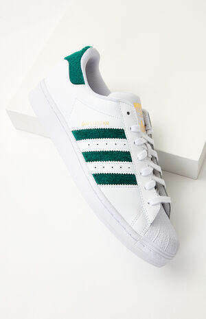 White & Green Superstar Shoes image number 1