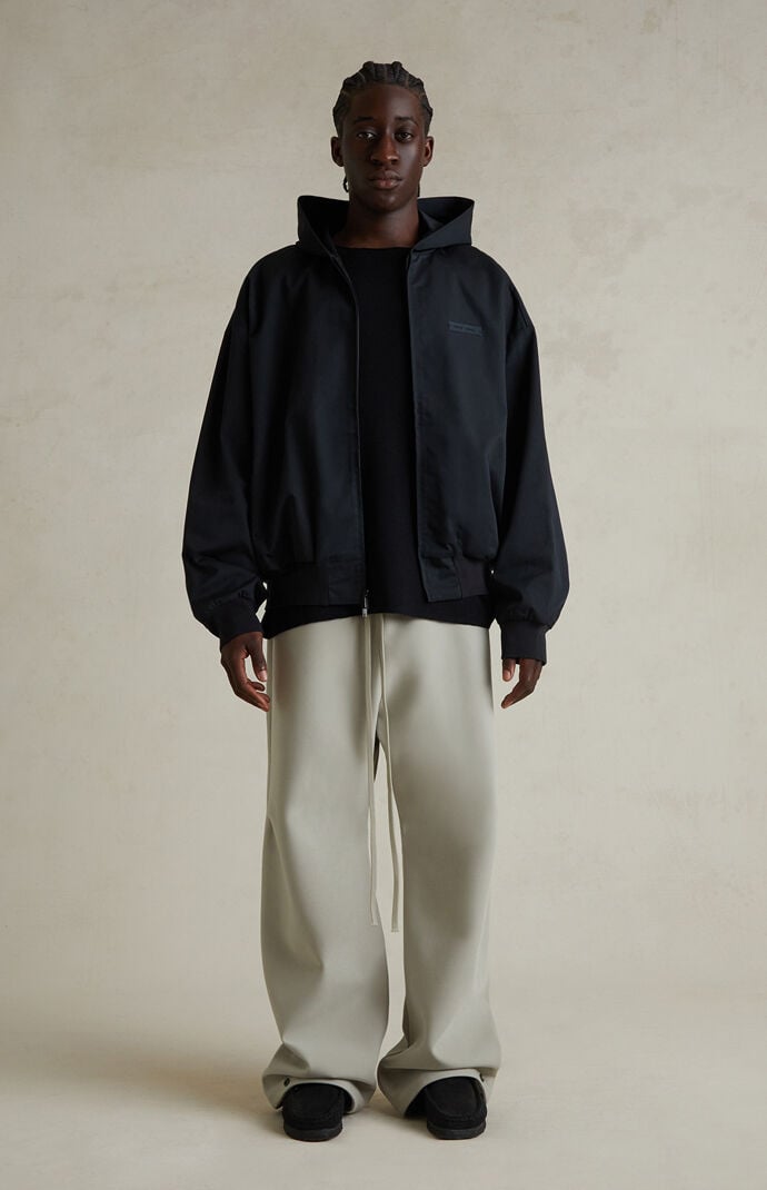 Fear of God ESSENTIALS Jet Black Poly Cotton Twill Zip Up