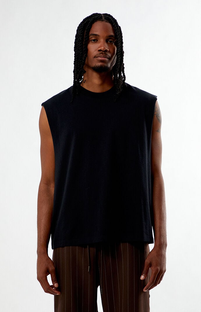 Pacsun Black Cut Off Muscle T-Shirt
