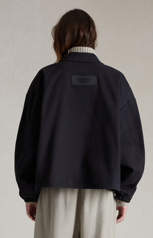 Women's Overdye Black Denim Shell Bomber Jacket image number 4