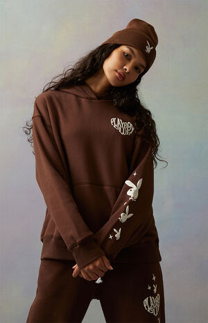 playboy by pacsun brown club hoodie pacsun