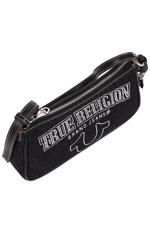 Bling Logo Black Denim Shoulder Bag image number 5