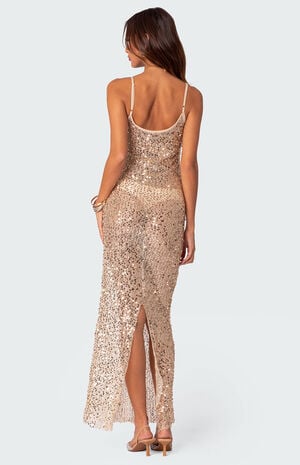 Sequin Sheer Mesh Maxi Dress image number 5