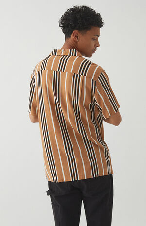 Tan Striped Resort Camp Shirt Tan Striped Resort Camp Shirt image number null