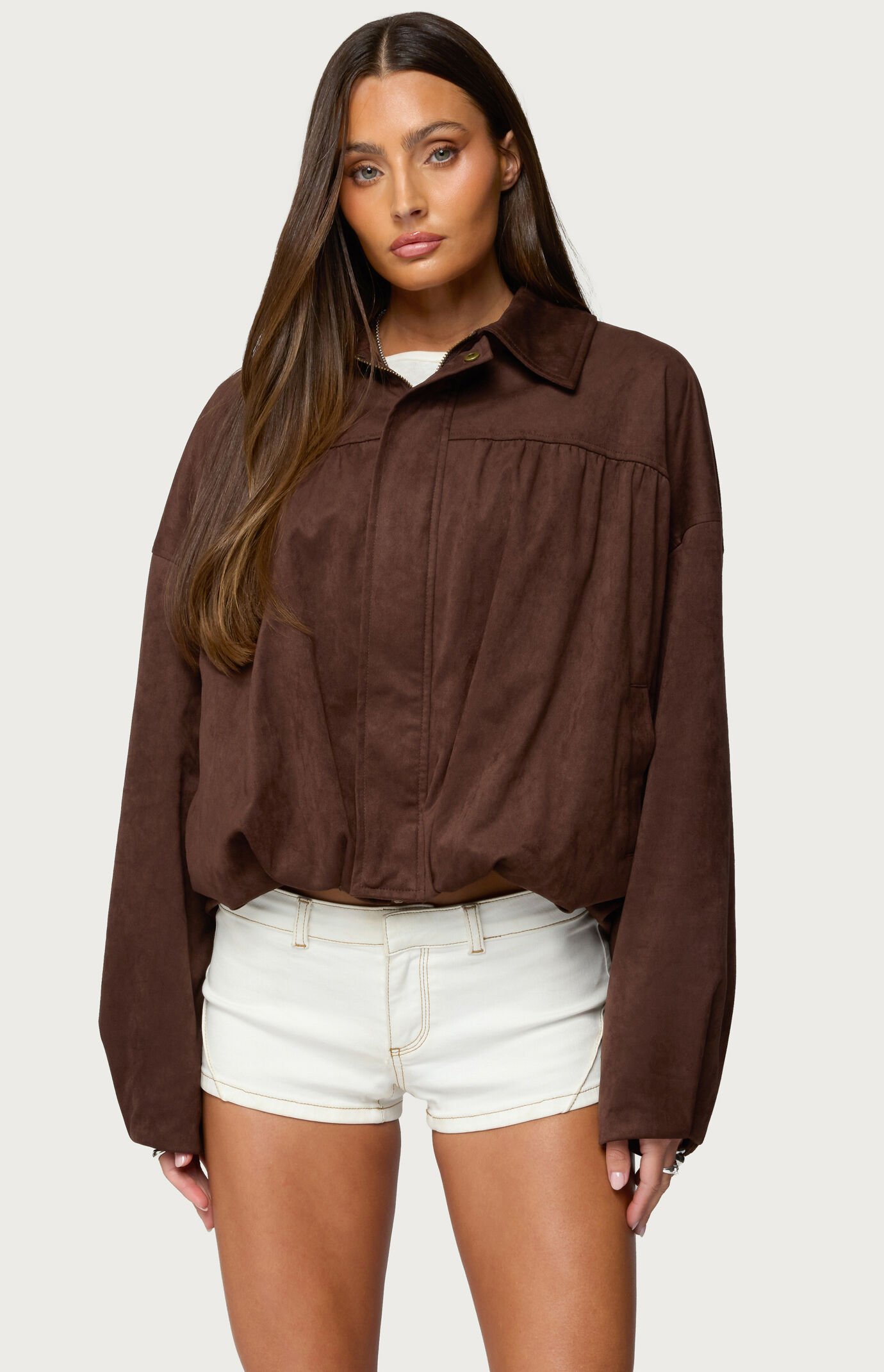 Edikted Alberta Faux Suede Bubble Jacket