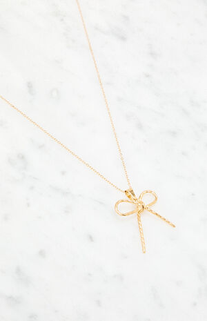 14K Gold Plated Bow Necklace image number 2