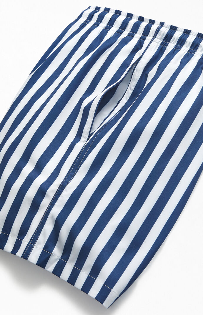 Navy Stripes 17" Volley Swim Trunks