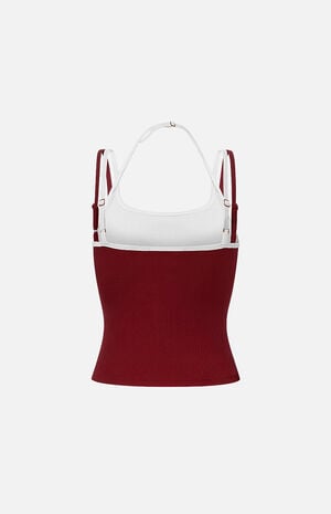 Contrast Layered Cross Logo Halter Top image number 4