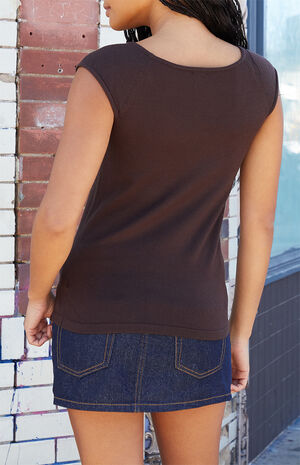 Brown Scoop Neck Top image number 3