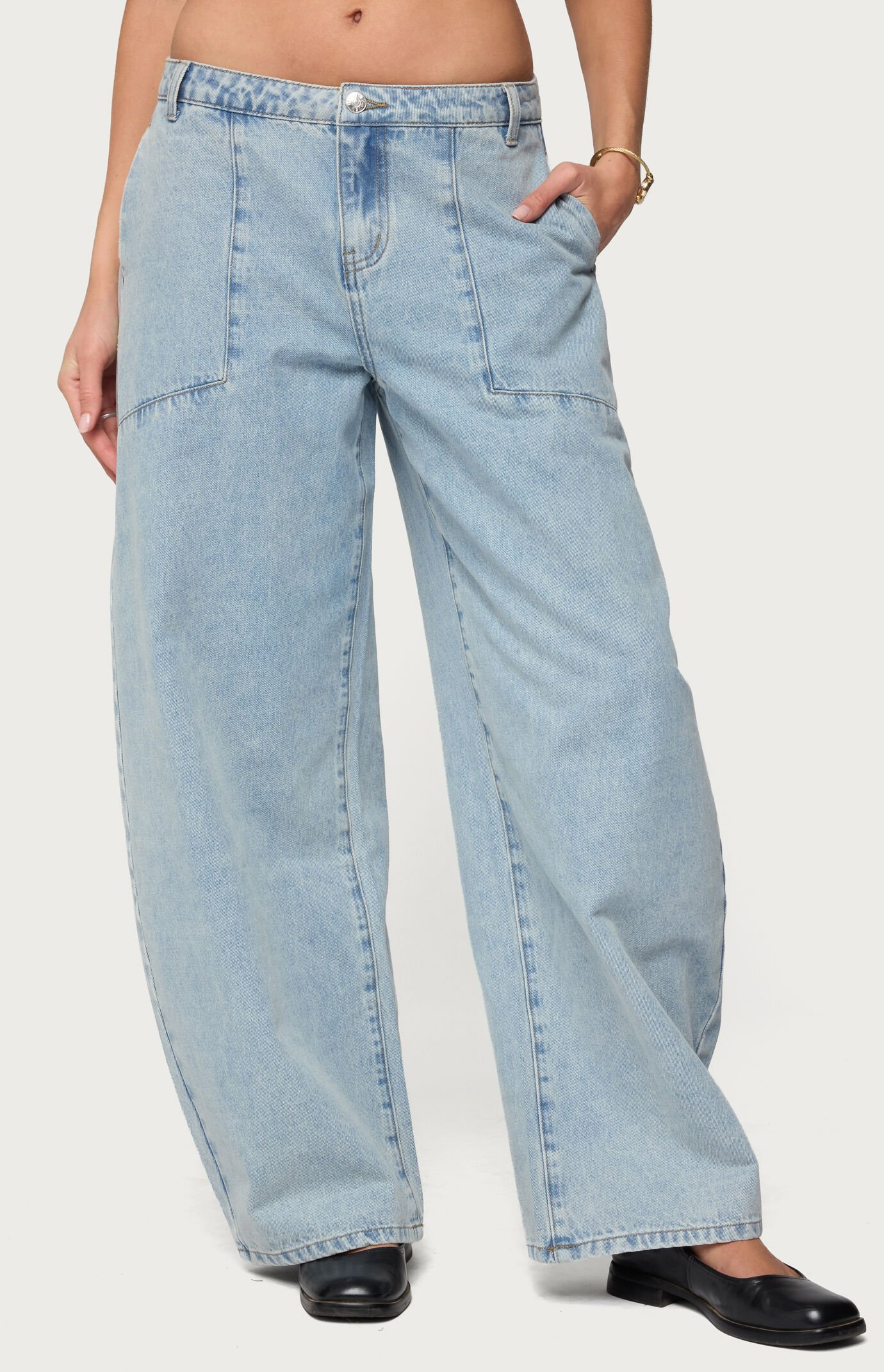 Edikted Jolie Low Rise Barrel Jeans