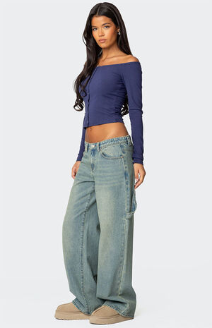 Off Shoulder Button Up Top image number 4