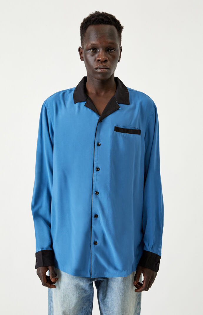 Blue & Black Resort Button Up Shirt