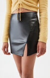 Faux Leather Slit Mini Skirt Faux Leather Slit Mini Skirt image number null