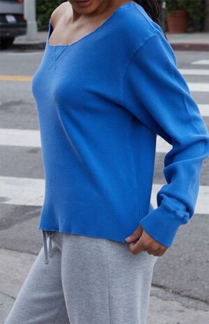 Electric Blue Stelle Off-The-Shoulder Sweatshirt image number 3