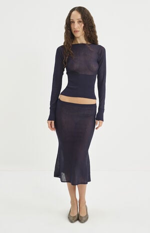 Navy Aimee Midi Skirt image number 1