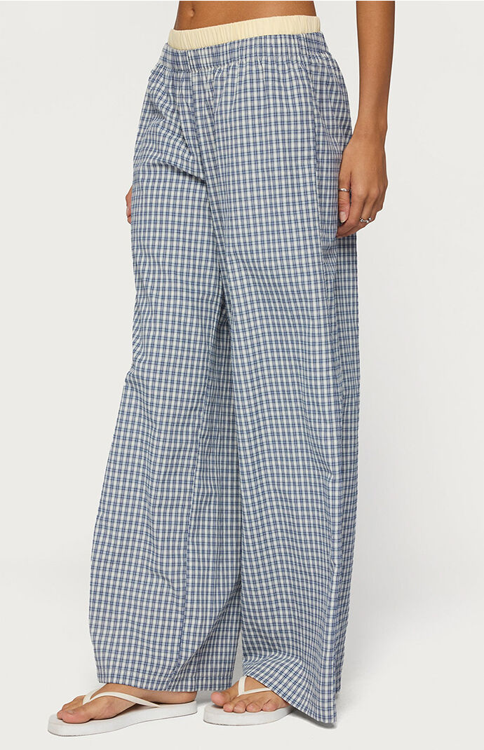 Edikted Indya Contrast Plaid Wide Leg Pants