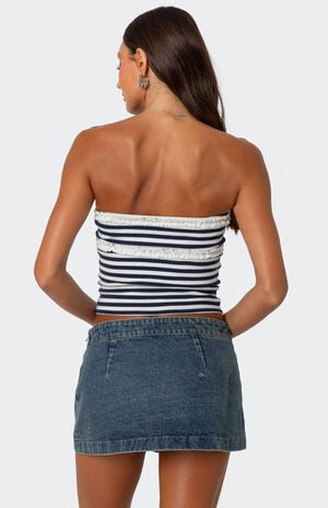 Striped Eyelet Trim Tube Top image number 4