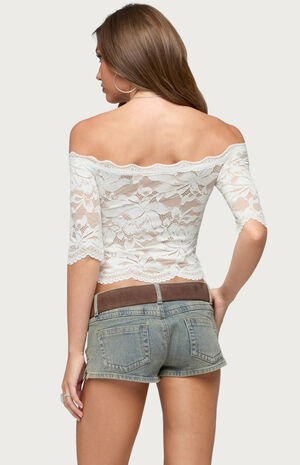 Dyna Off-The-Shoulder Sheer Lace Top image number 3