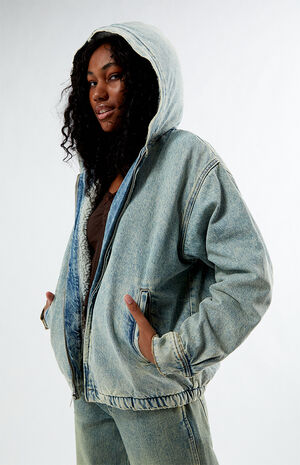 Light Indigo Hooded Denim Jacket image number 4