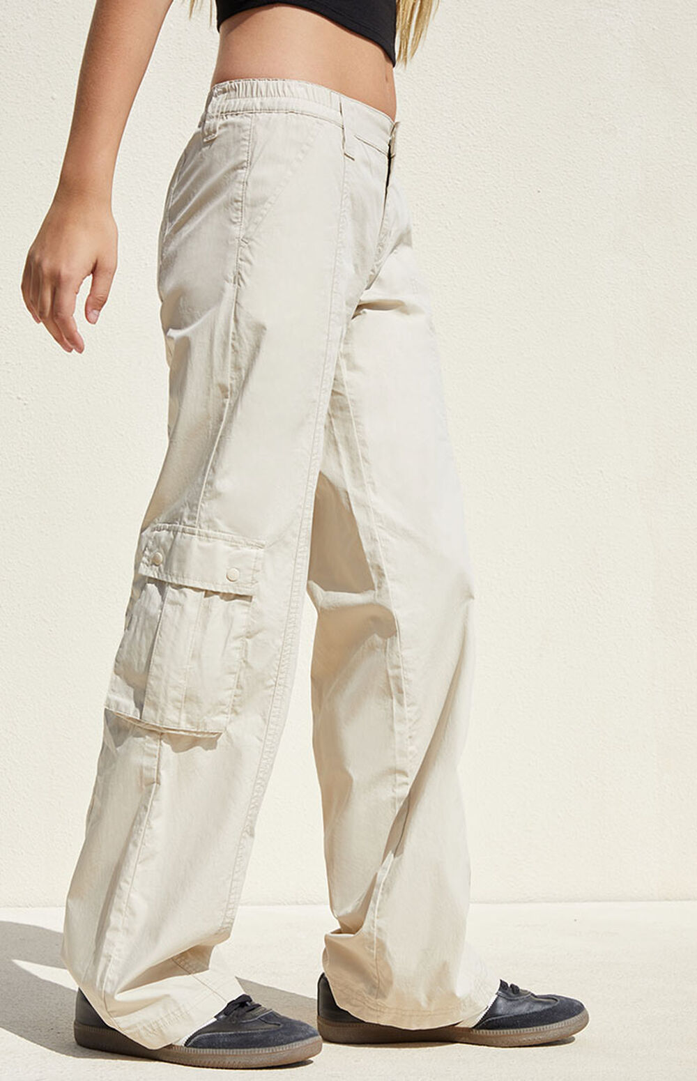 PacSun Off White Low Rise Cargo Puddle Pants PacSun