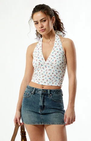 Floral Chrissy Halter Tank Top image number 4