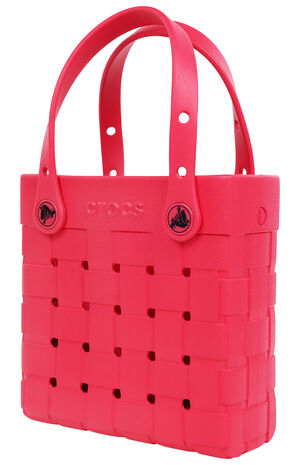 Raspberry Small Woven Crocssbody Tote Bag image number 3
