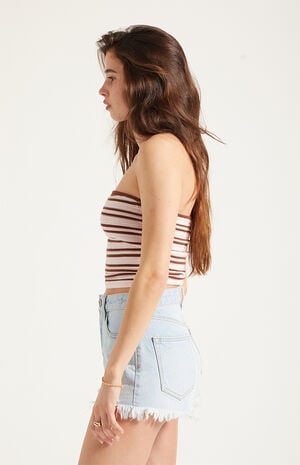 Ivy High Waisted Denim Festival Shorts Ripped Button Fly Light&nbsp;Blue image number 3