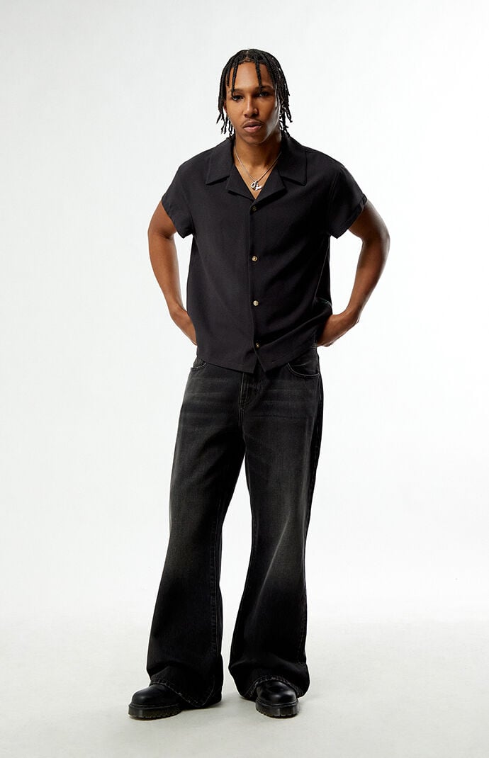 Pacsun Bennett Baggy Flare Jeans Faded Black | Pacsun