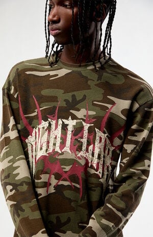 Night Camo Waffle Knit Long Sleeve T-Shirt image number 2
