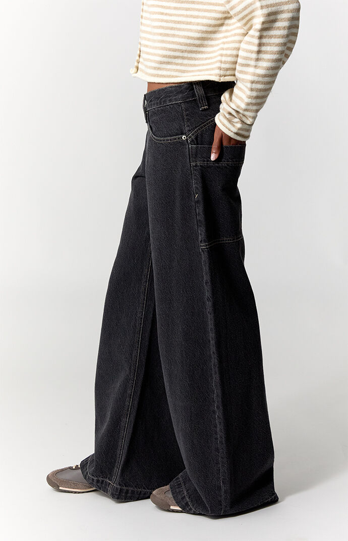 Pacsun Sloane Low Rise Ultra Baggy Jeans Contrast Stitch Oversized Pocket Black