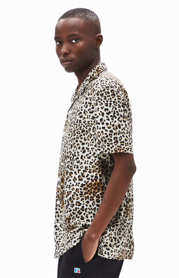 Leopard Short Sleeve Button Up Shirt