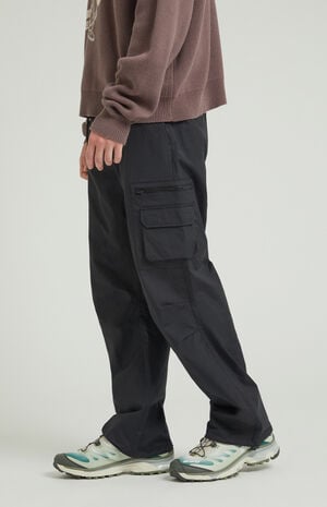 Black Nylon Baggy Cargo Pants image number 3